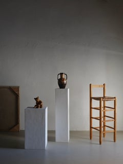 Sgabello da bar rustico con sedile in giunco, Francia anni '60