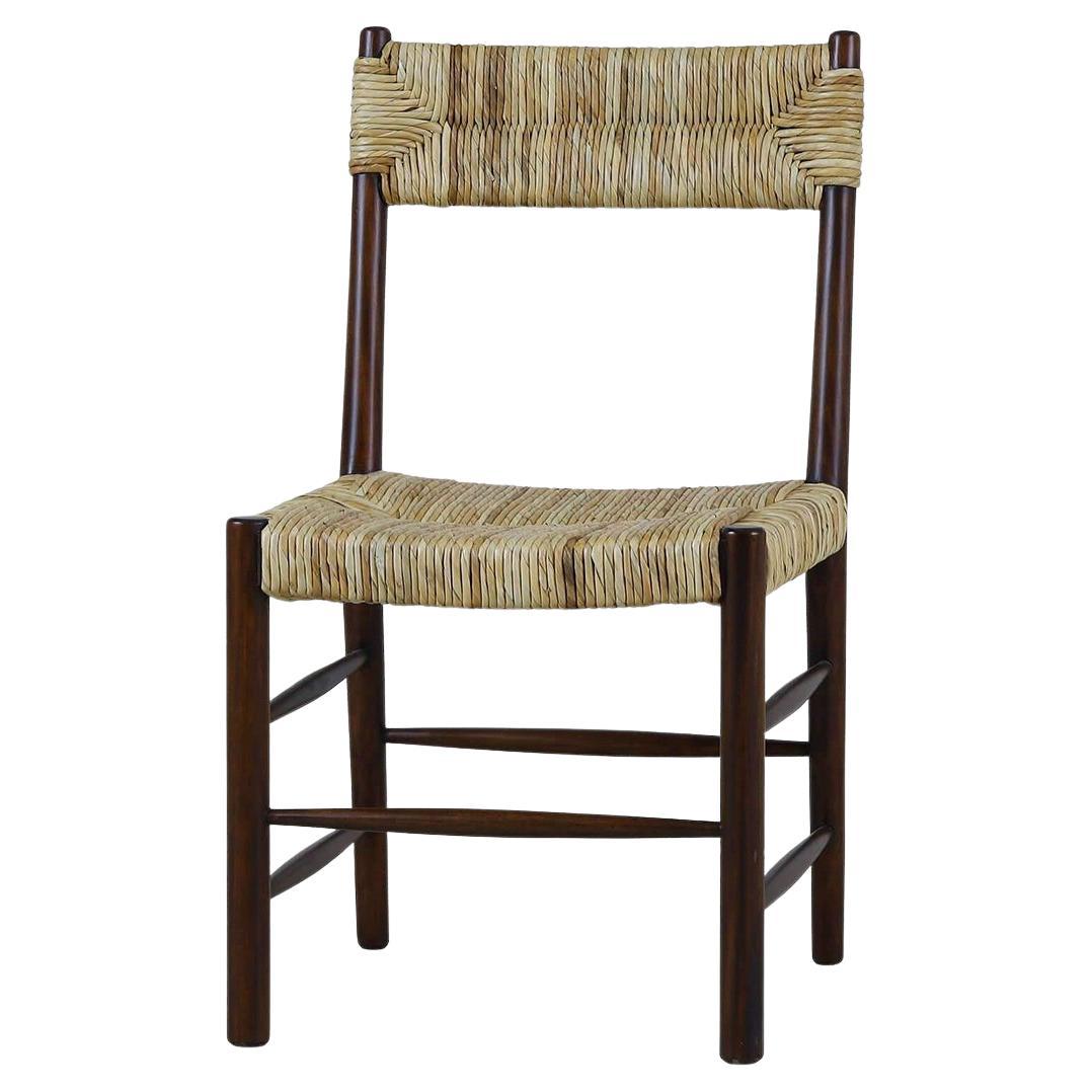 Rustikaler Rush Seat Esszimmerstuhl in dunklem Holz