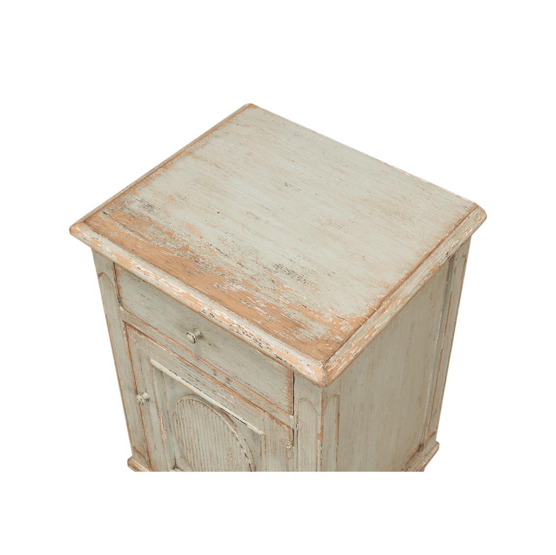 Asian Rustic Sage Painted Bedside Table For Sale