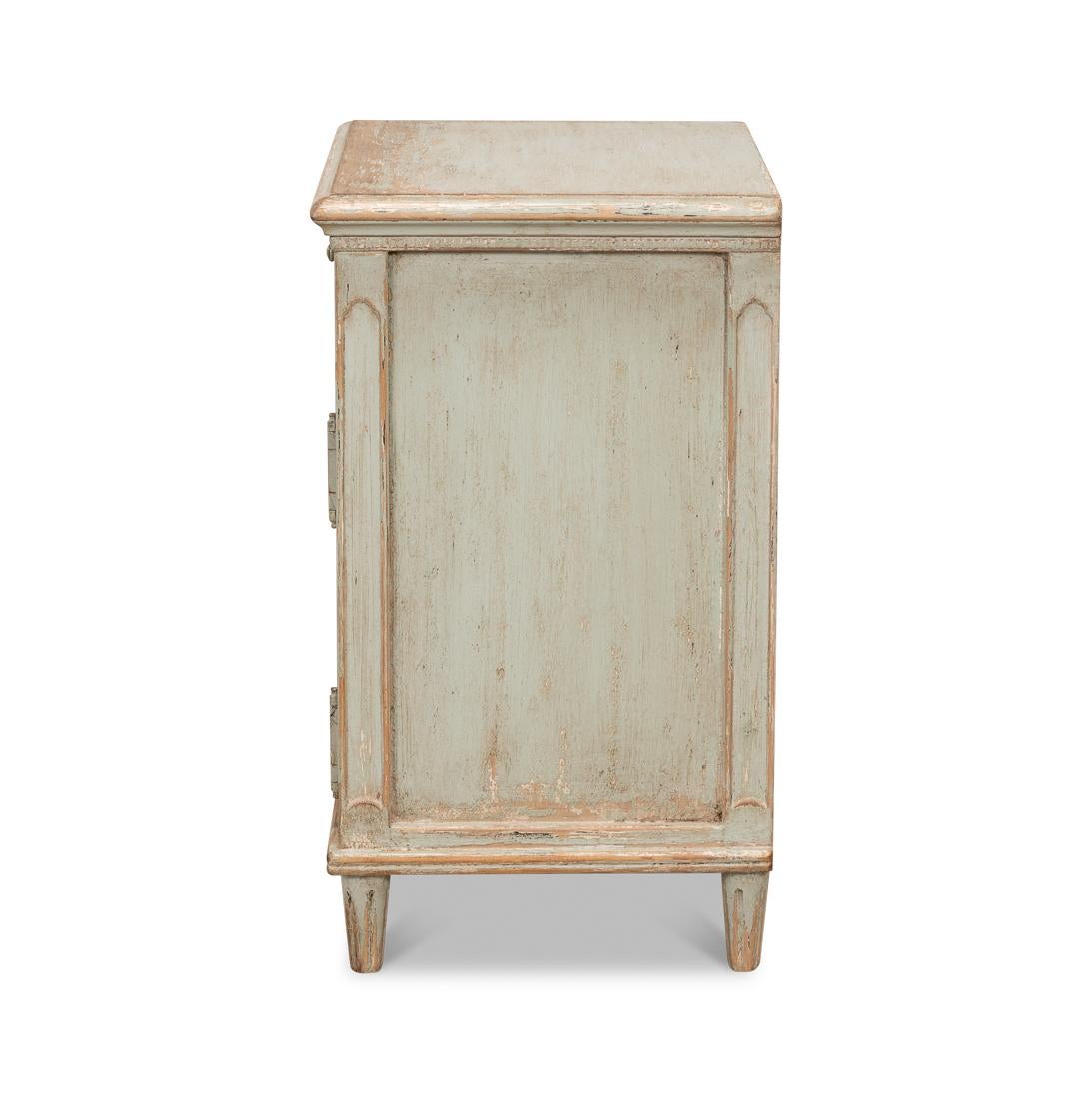 Wood Rustic Sage Painted Bedside Table For Sale