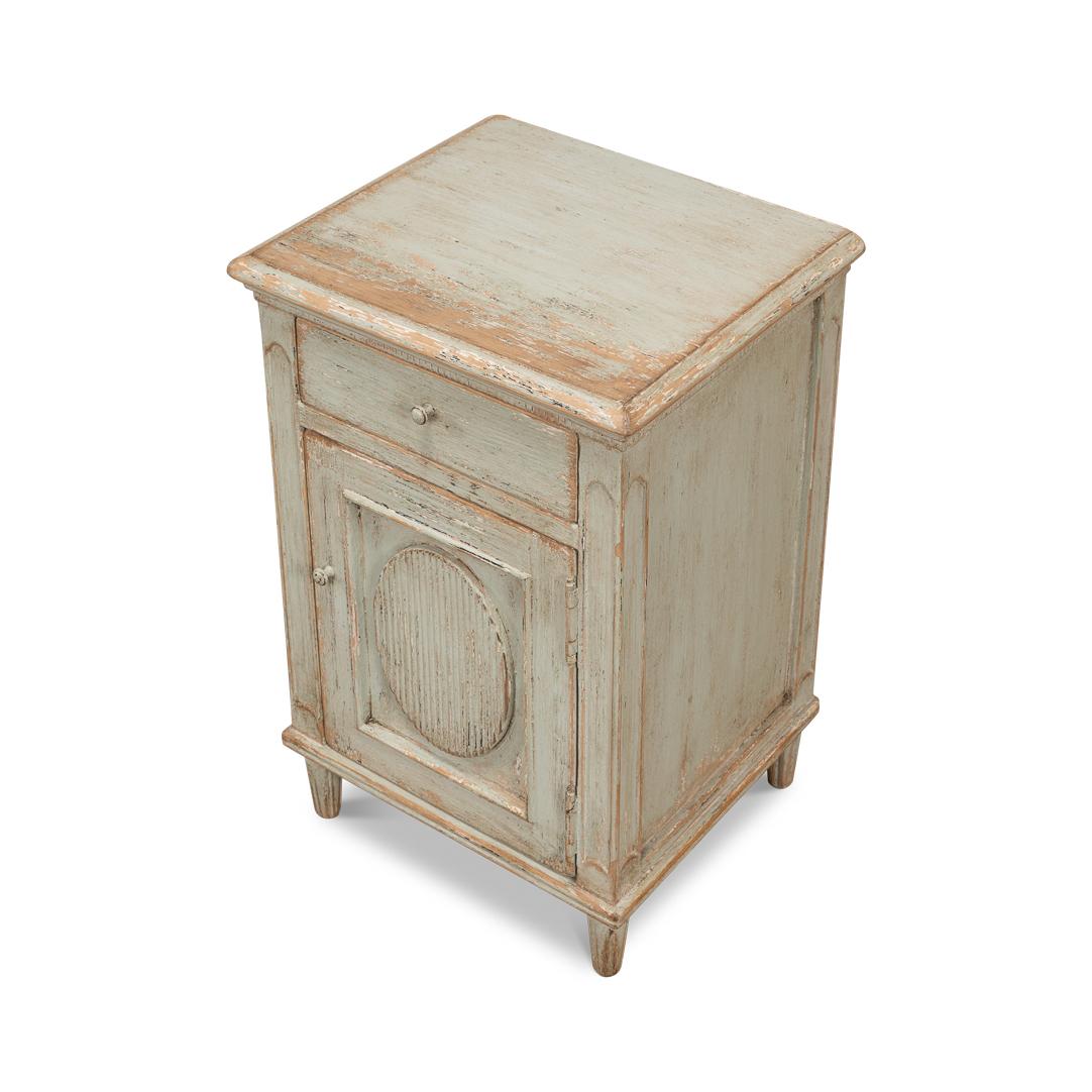 Rustic Sage Painted Bedside Table For Sale 1