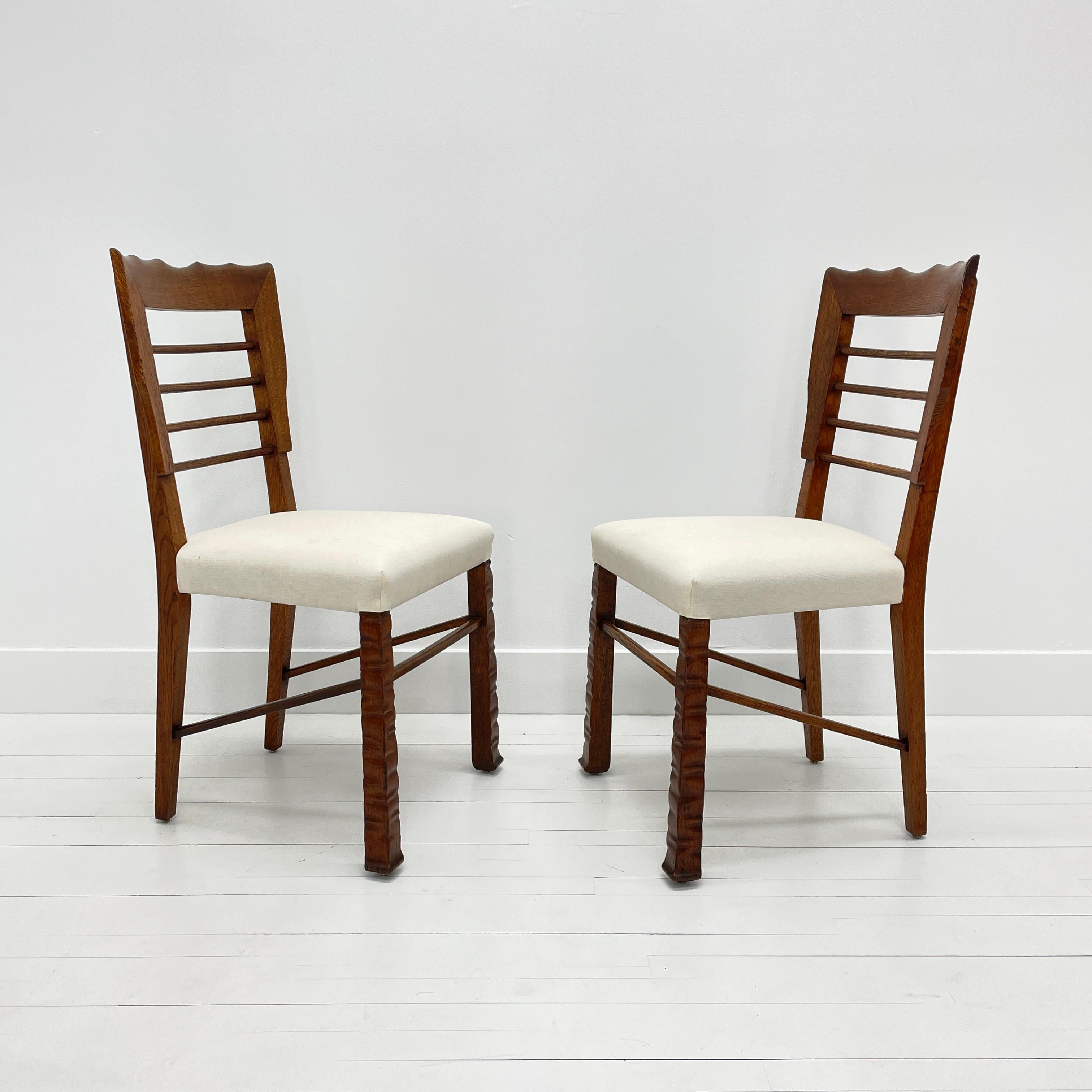 Rustic Scalloped Edge Dining Chairs, Set of 10, Italy, 1940's For Sale 8
