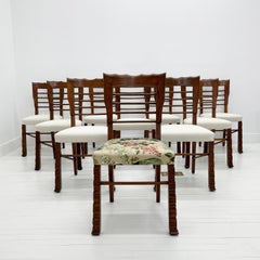Rustic Scalloped Edge Dining Chairs, Set of 10, Italy, 1940's