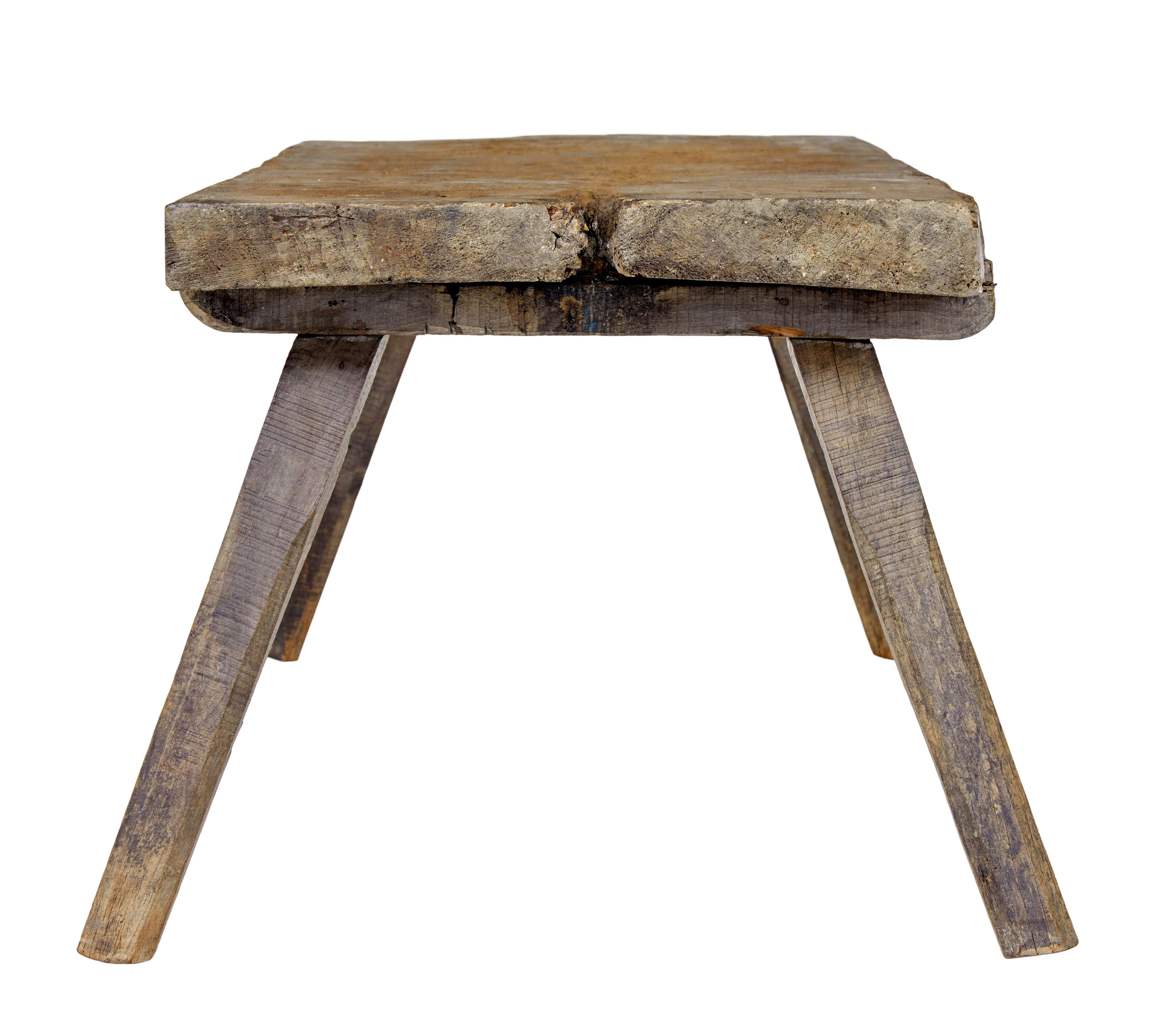 Elm Rustic Scandinavian 19th century elm pig bench