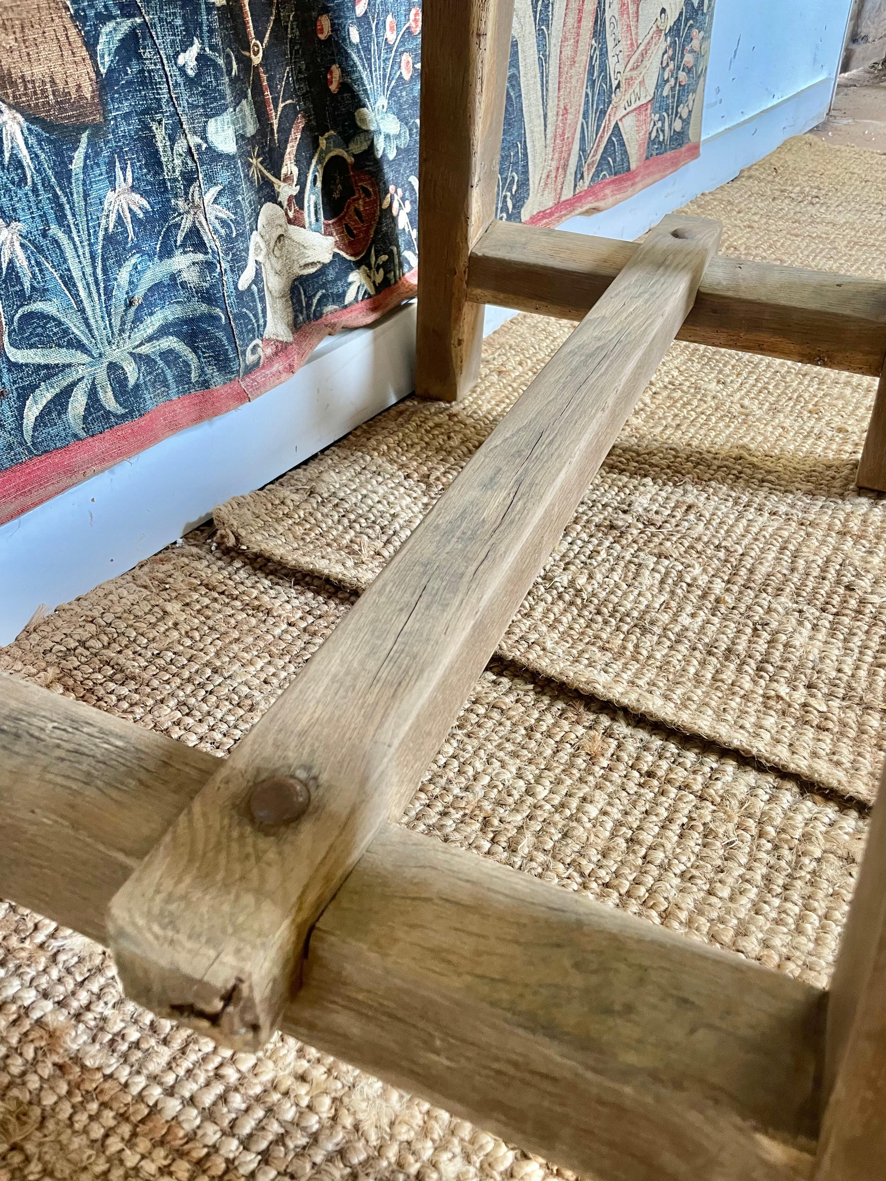 Rustic scrubbed oak console table For Sale 4