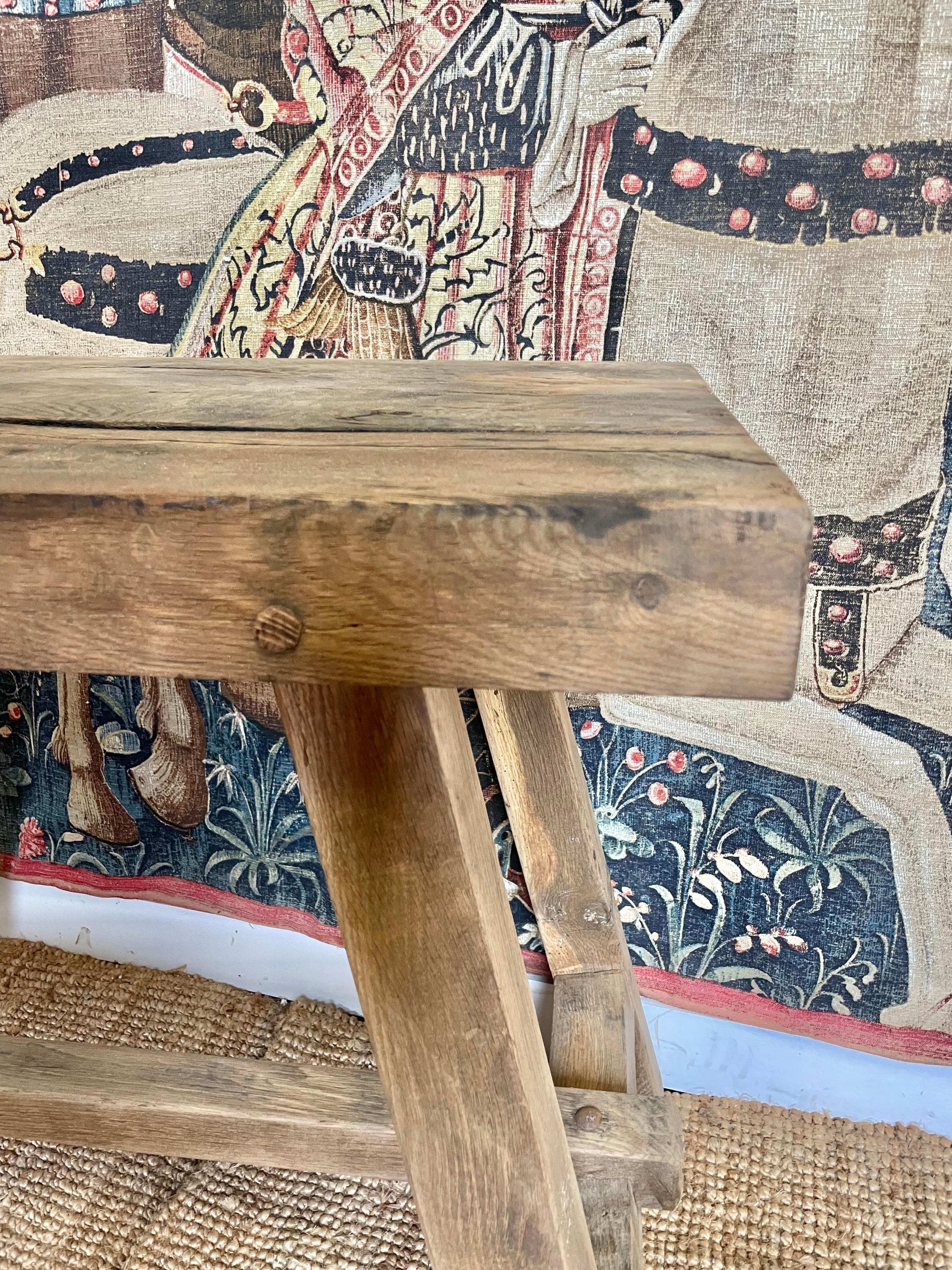 Rustic scrubbed oak console table For Sale 5