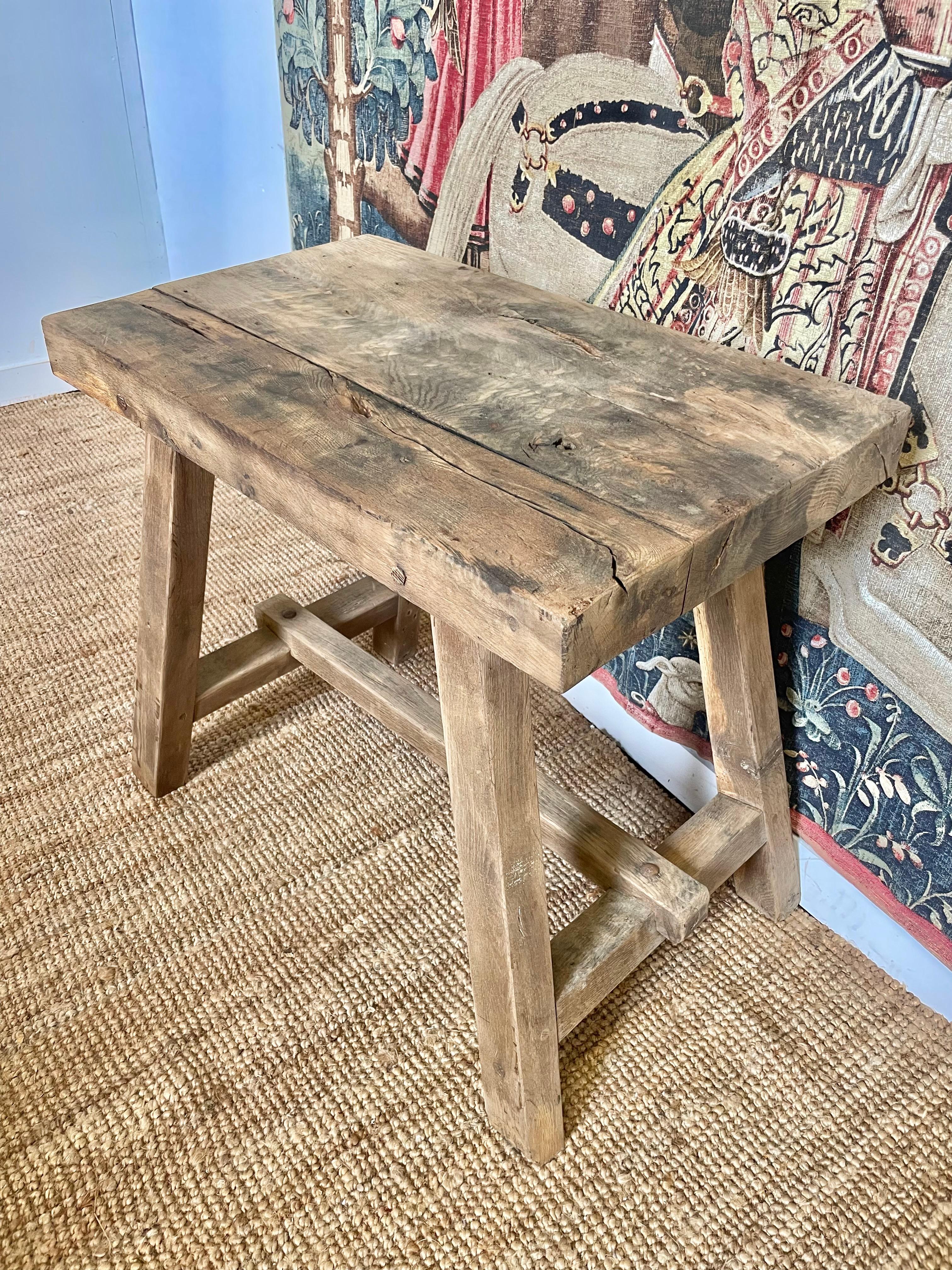 French Rustic scrubbed oak console table For Sale