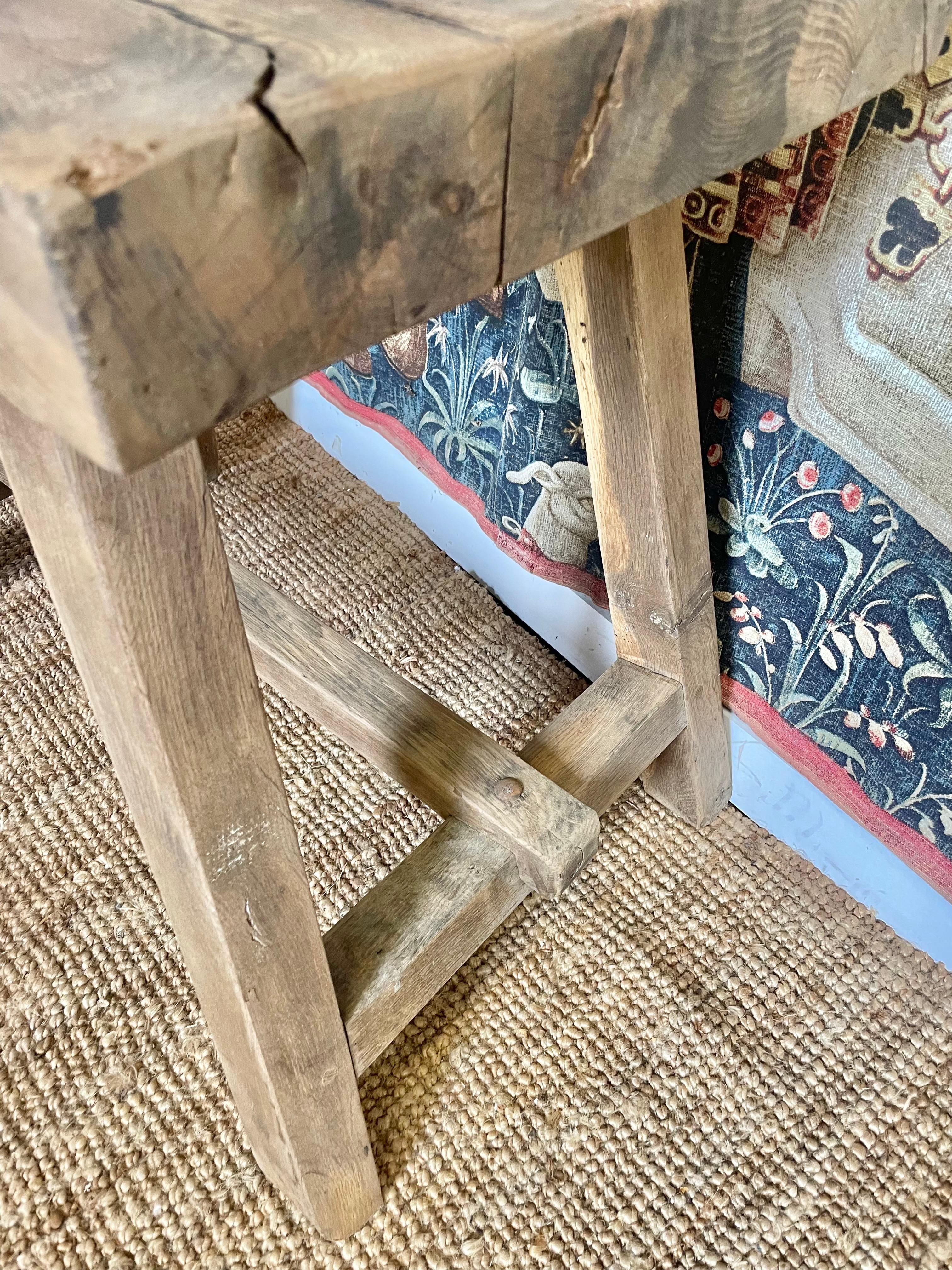 Oak Rustic scrubbed oak console table For Sale
