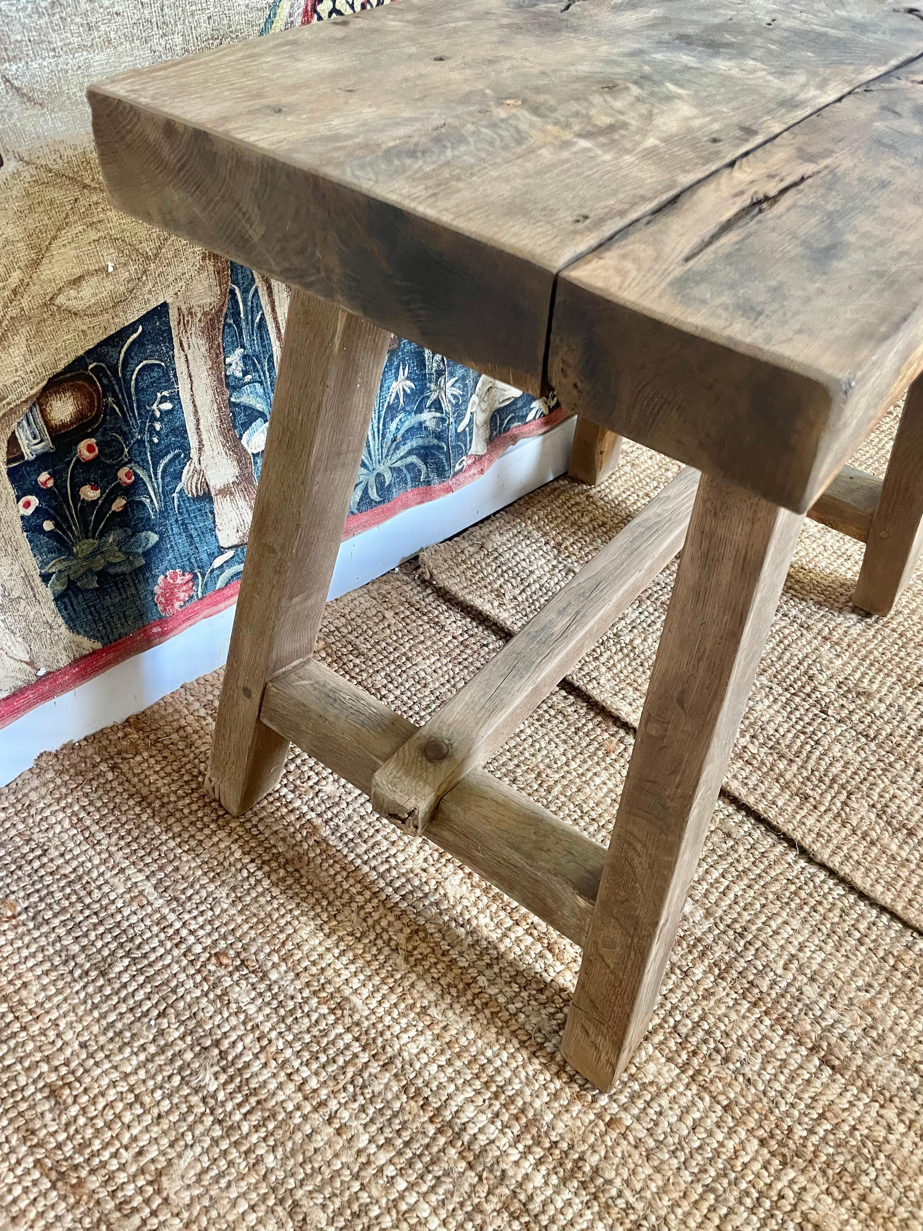 Rustic scrubbed oak console table For Sale 2