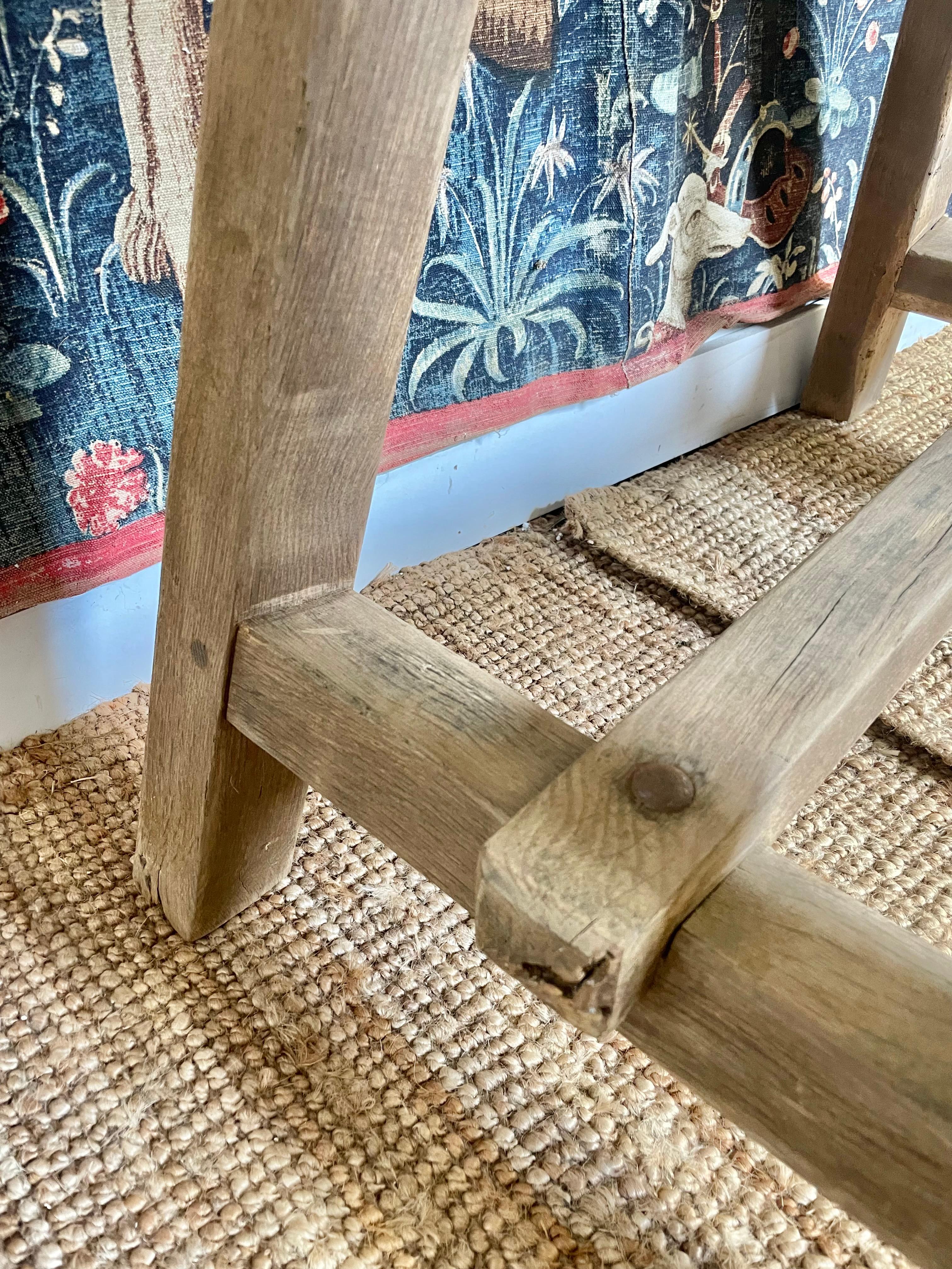 Rustic scrubbed oak console table For Sale 3
