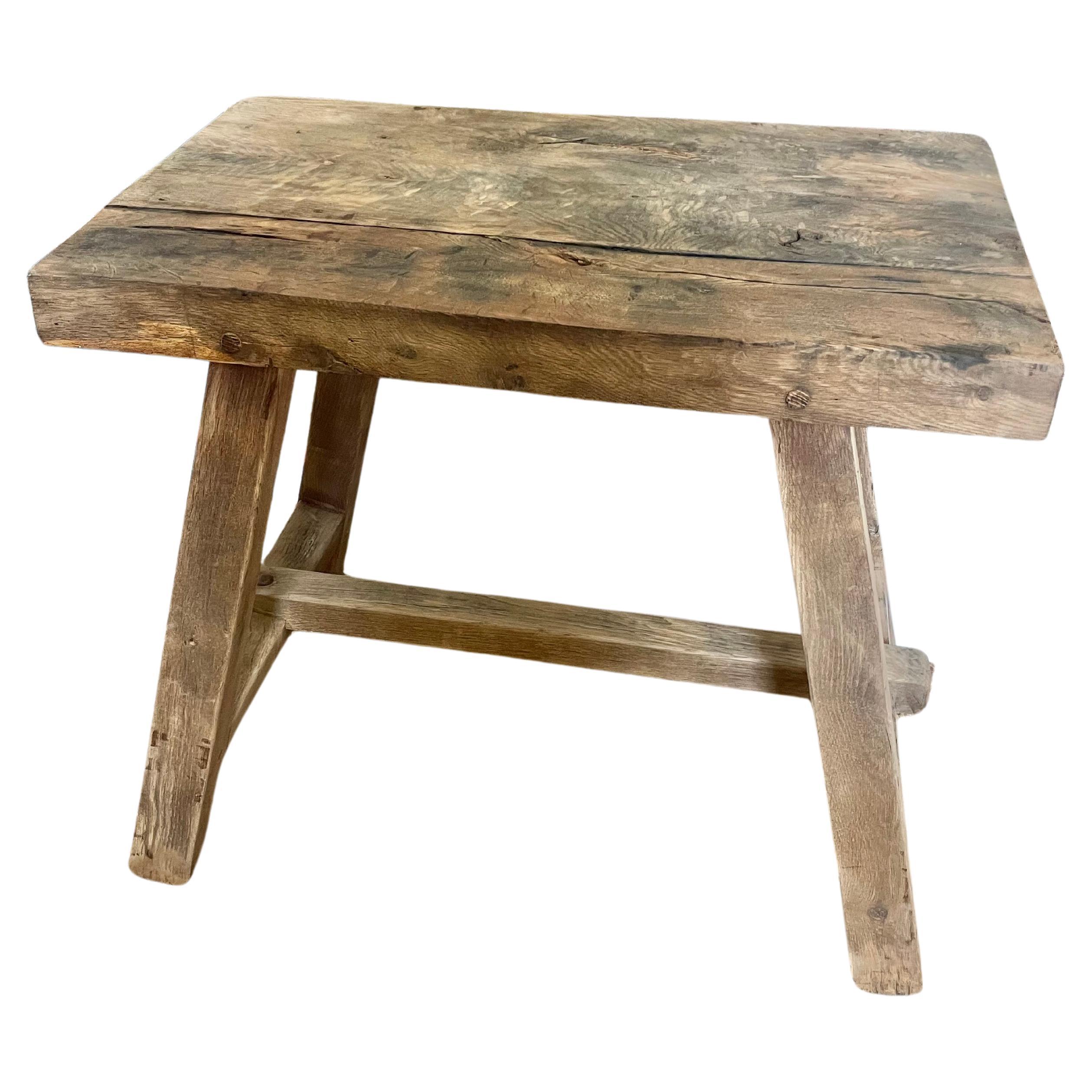 Rustic scrubbed oak console table 