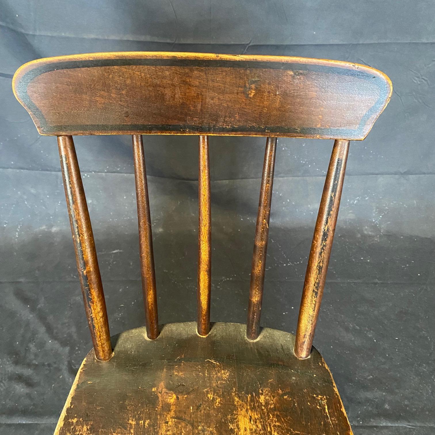 Rustic Set of 12 19th Century Grange Dining Chairs with Original Paint 5