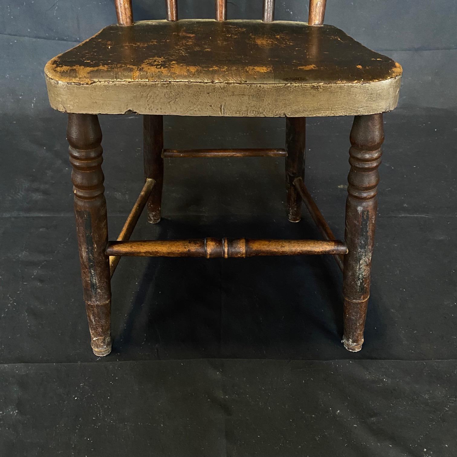 Rustic Set of 12 19th Century Grange Dining Chairs with Original Paint 7