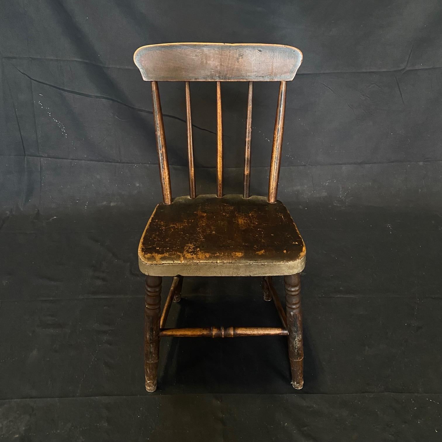 Rustic Set of 12 19th Century Grange Dining Chairs with Original Paint 8