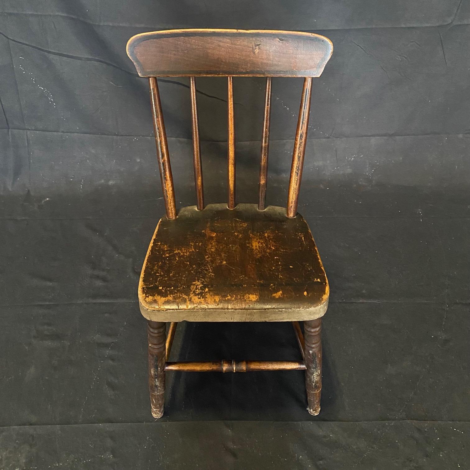 Rustic Set of 12 19th Century Grange Dining Chairs with Original Paint 9