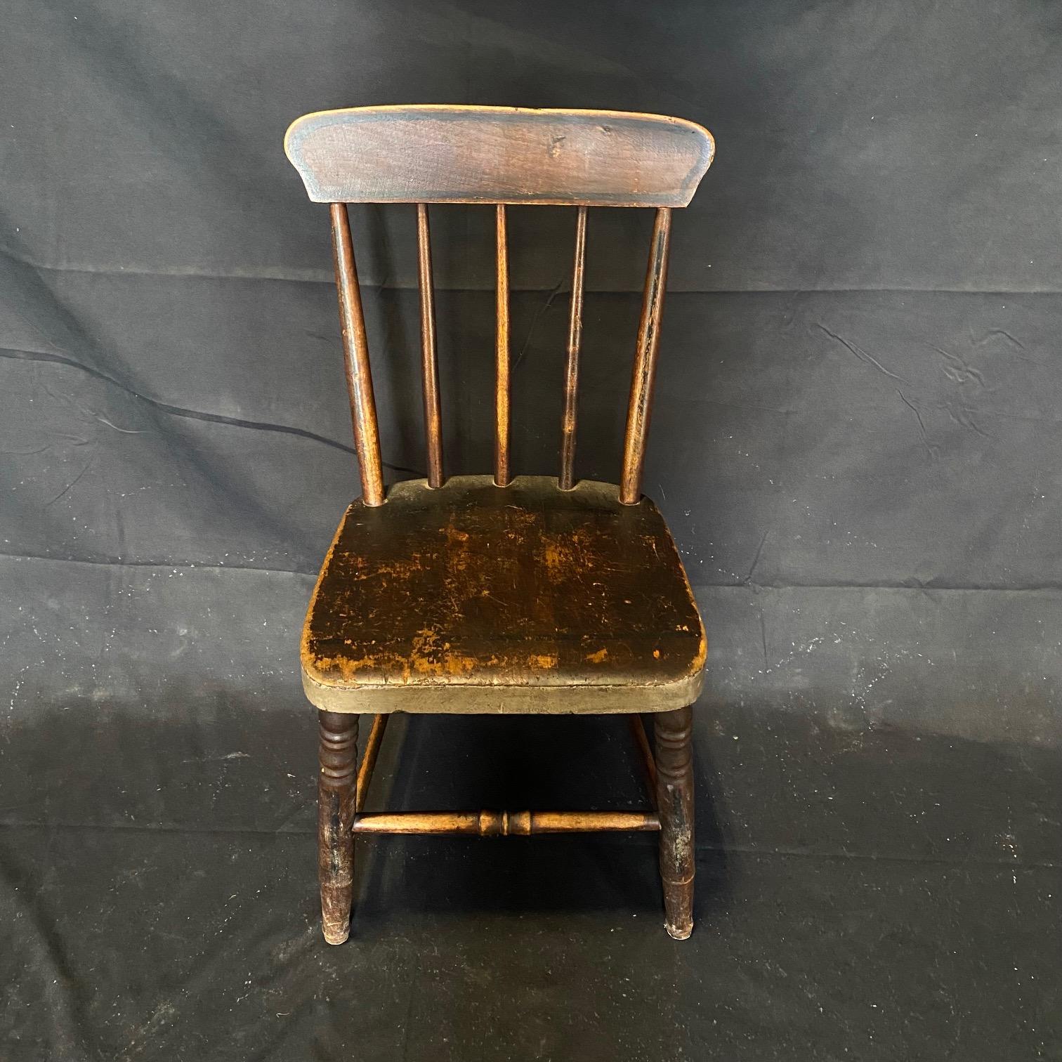 Rustic Set of 12 19th Century Grange Dining Chairs with Original Paint 1