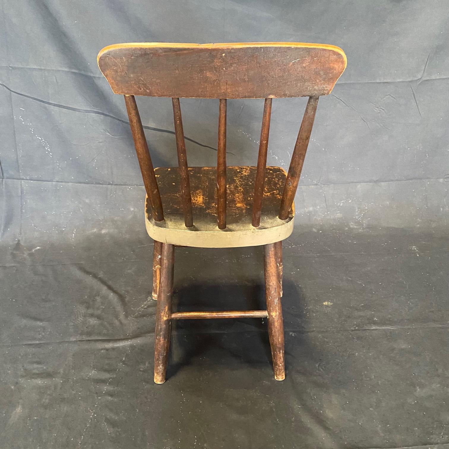 Rustic Set of 12 19th Century Grange Dining Chairs with Original Paint 2