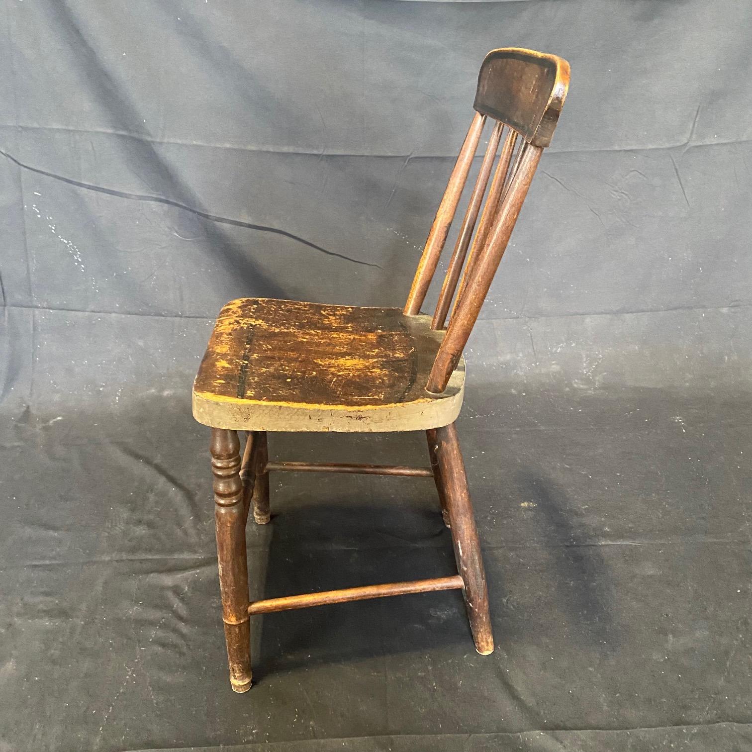 Rustic Set of 12 19th Century Grange Dining Chairs with Original Paint 3