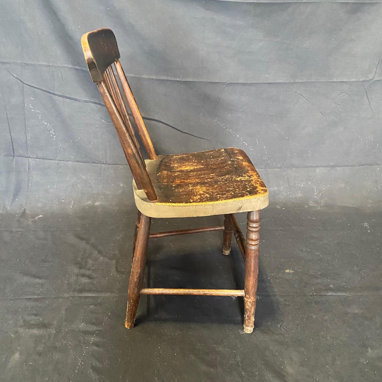 Rustic Set of 12 19th Century Grange Dining Chairs with Original Paint 4