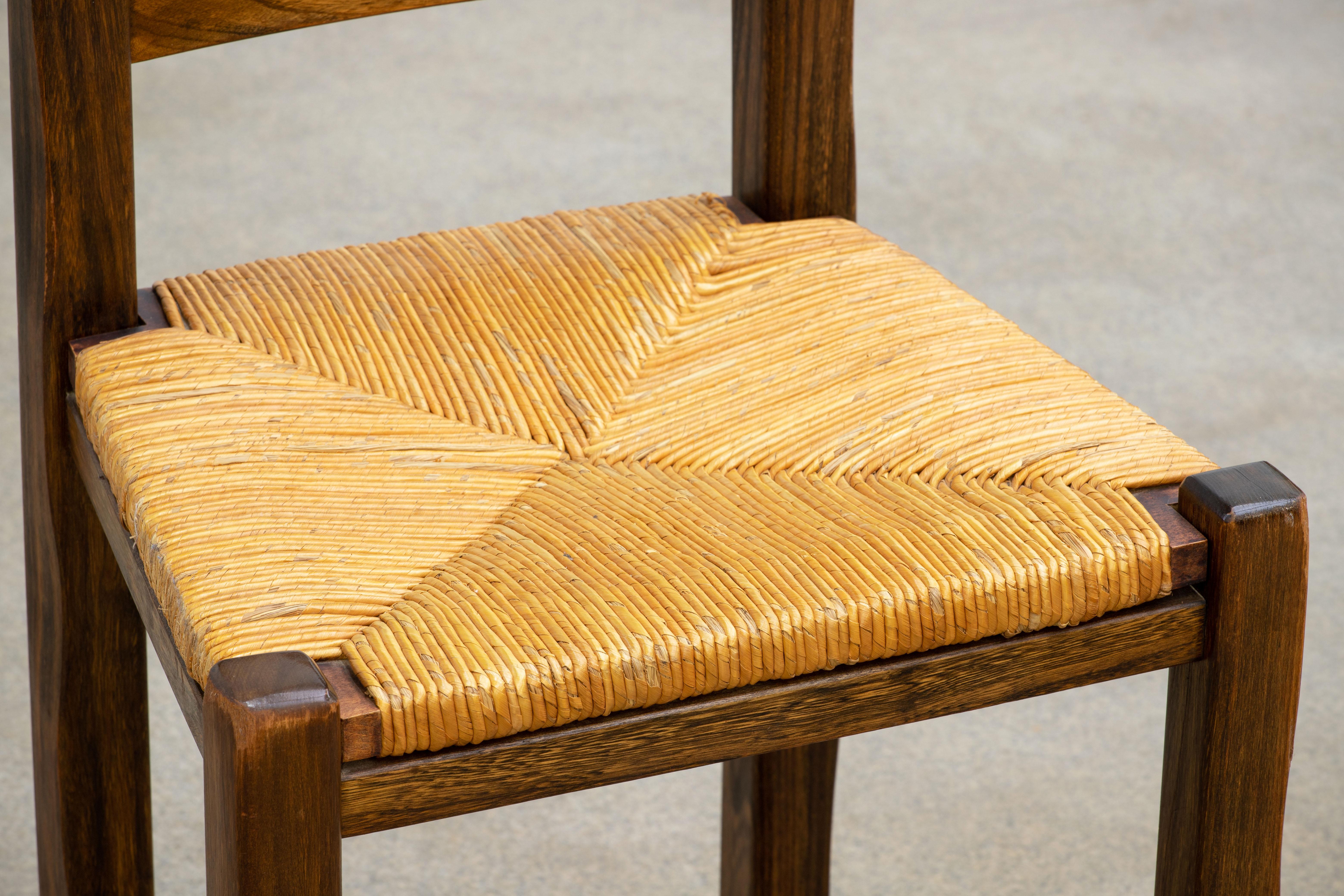 Rustic Set of 4 Chairs, Solid Elm, by Olavi Hanninen For Sale 8