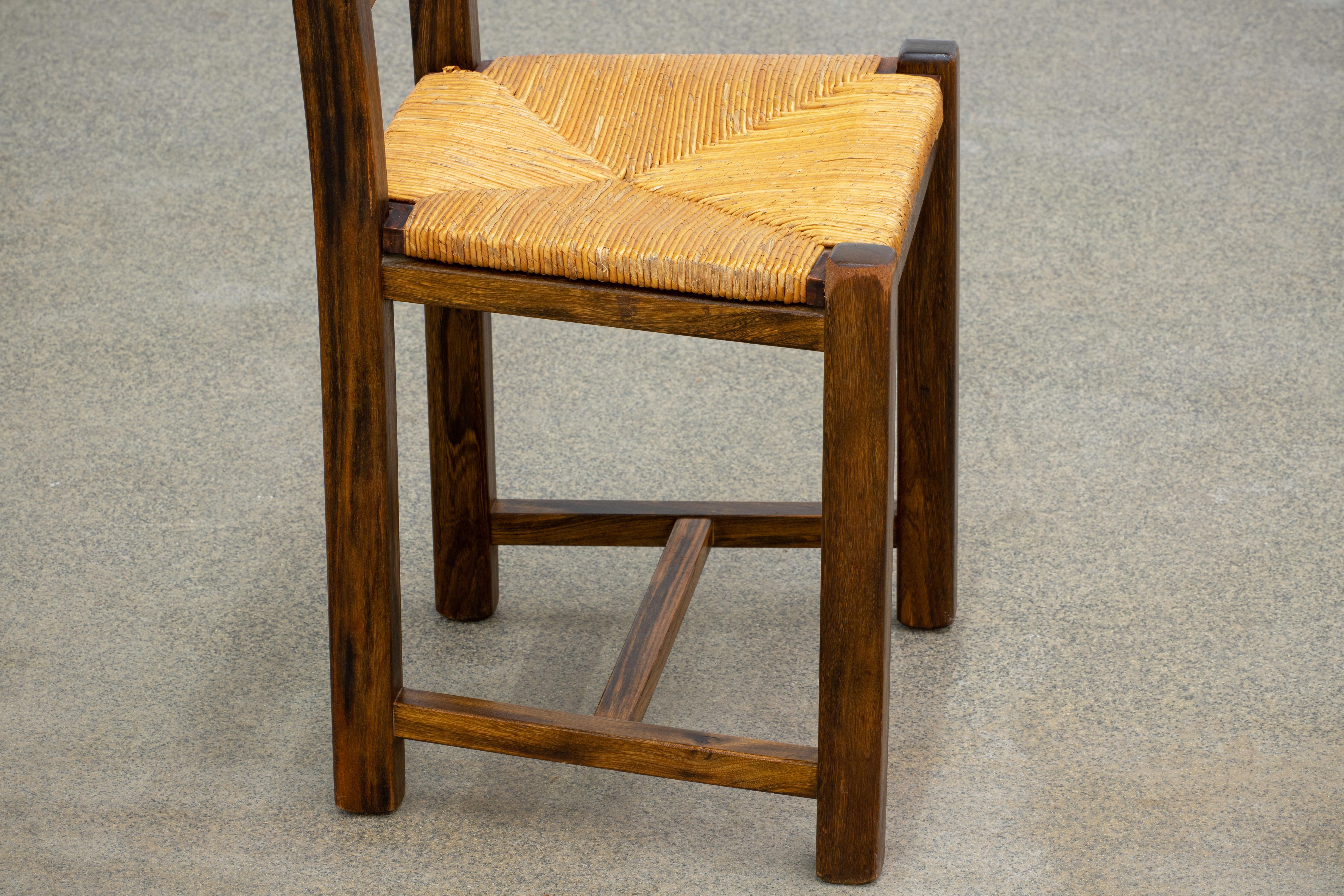 Rustic Set of 4 Chairs, Solid Elm, by Olavi Hanninen For Sale 9
