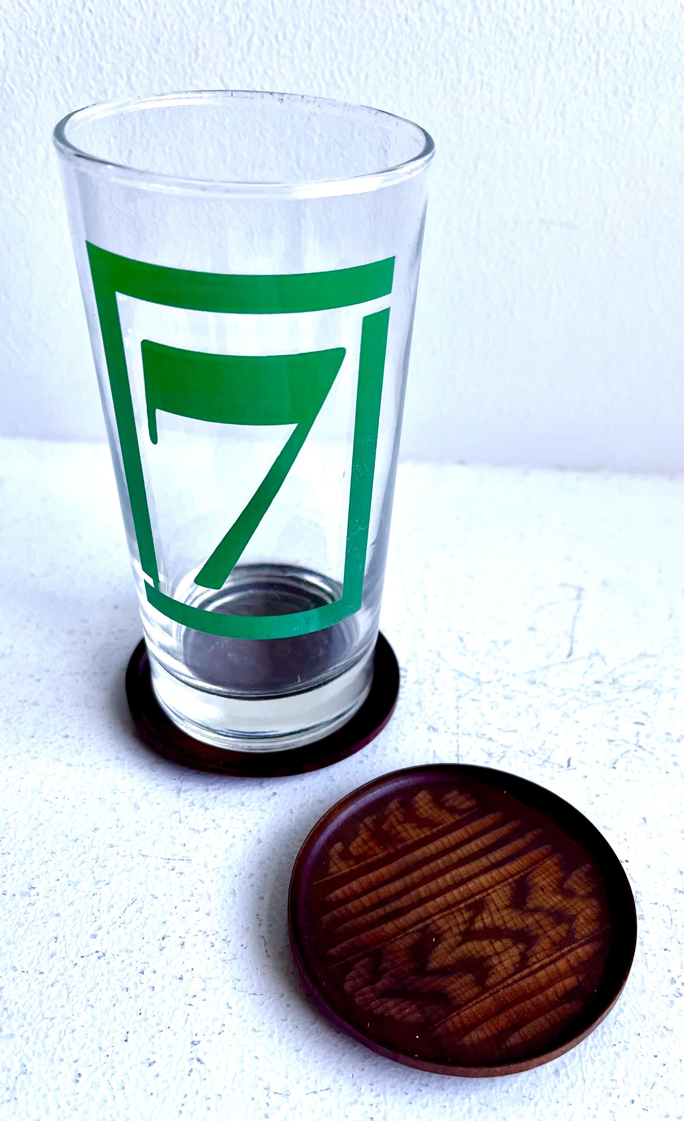Rustic Set of 8 Drinking Glass Coasters with Lidded Box, circa 1970 For Sale 8