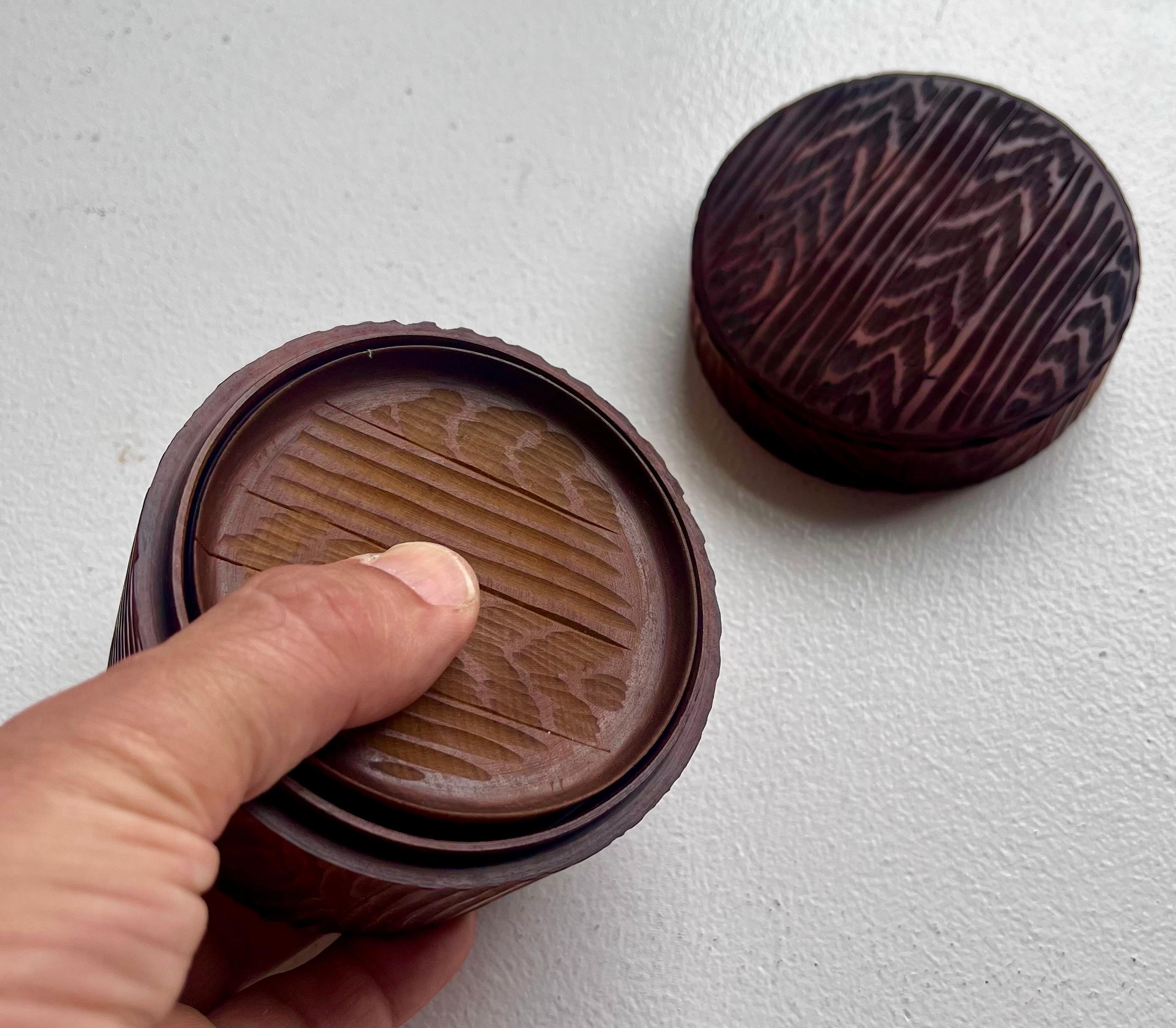 Rustic Set of 8 Drinking Glass Coasters with Lidded Box, circa 1970 In Good Condition For Sale In Philadelphia, PA