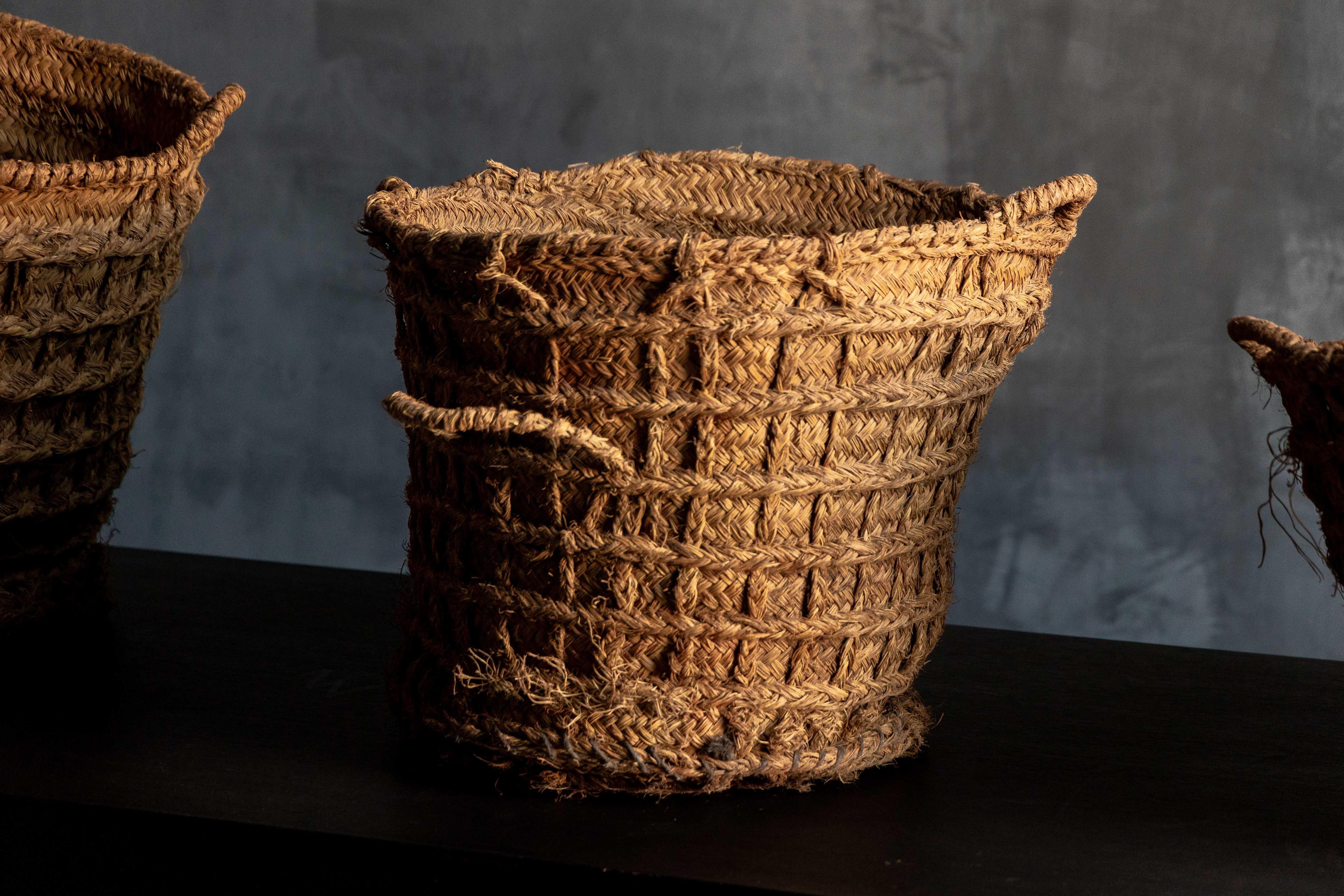 French Rustic Set of Handwoven Baskets, France, 19th Century For Sale