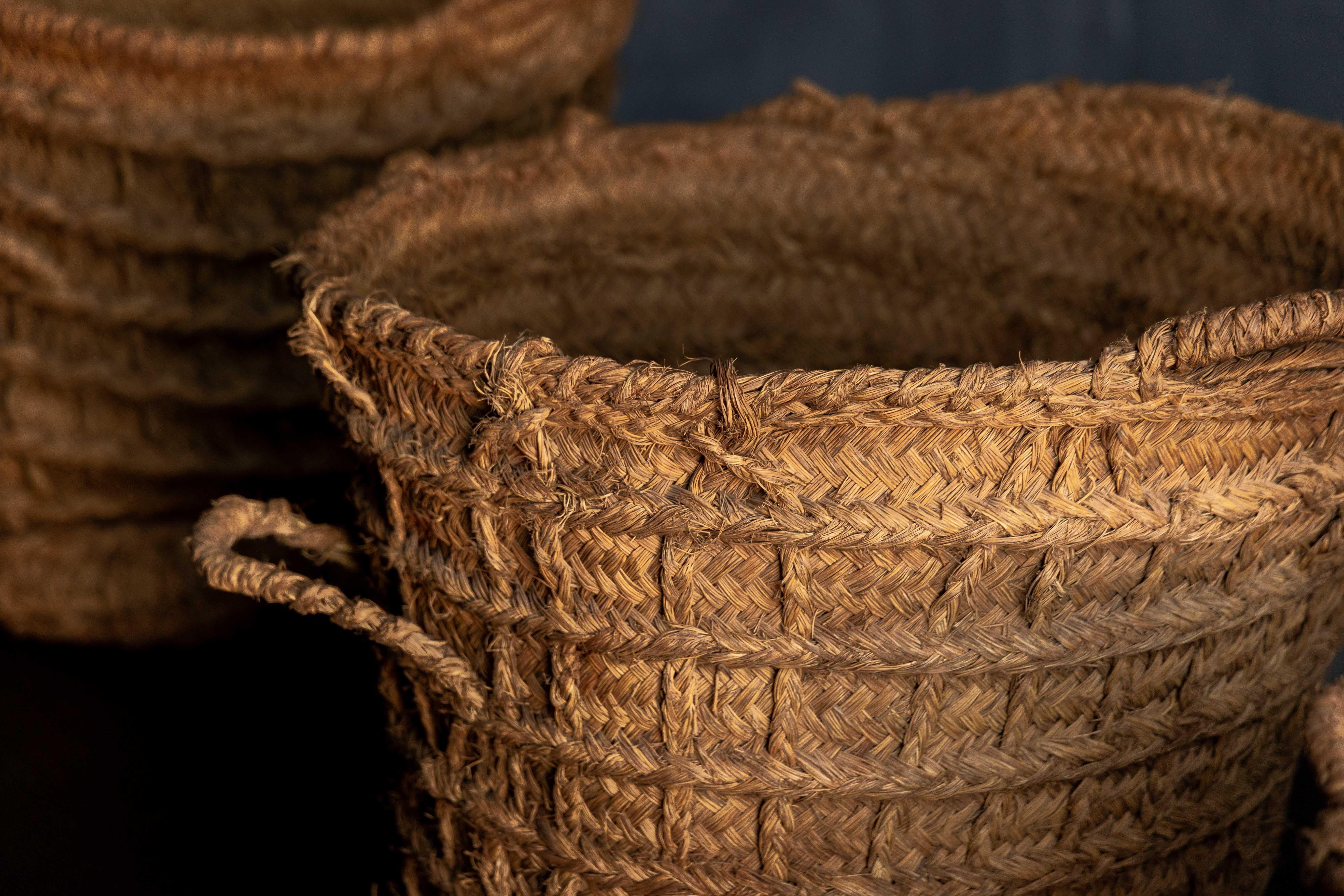 Natural Fiber Rustic Set of Handwoven Baskets, France, 19th Century For Sale