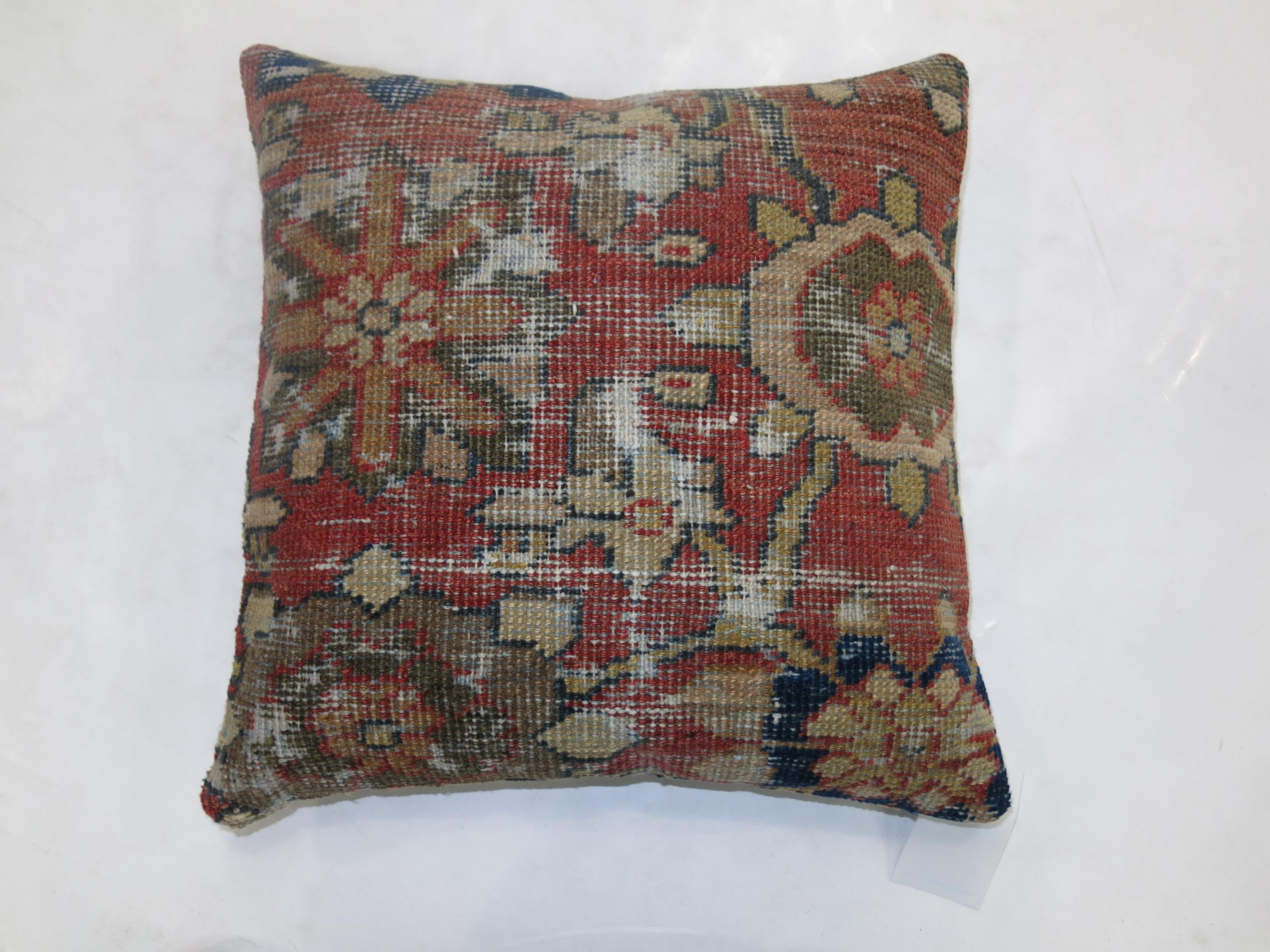 Sultanabad Rustic Shabby Chic Persian Rug Pillow For Sale