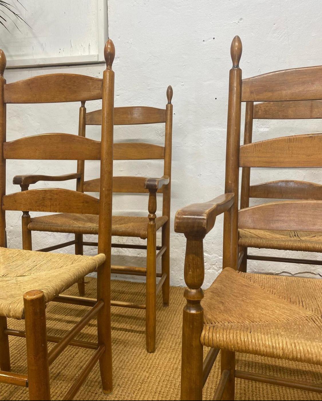 Early 20th Century Rustic Shaker Oak Side Chairs, 1920s, Set of 4 For Sale