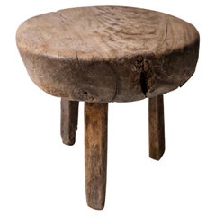 Rustic Side Table in Tropical Wood from Yucatan, Mexico, 1970's