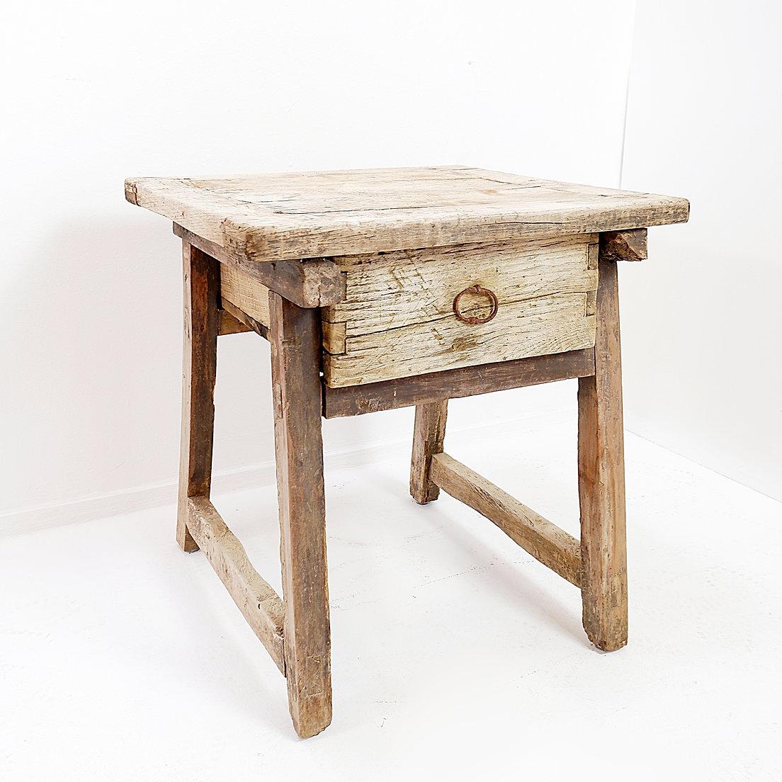 Rustic side table with drawer For Sale 7