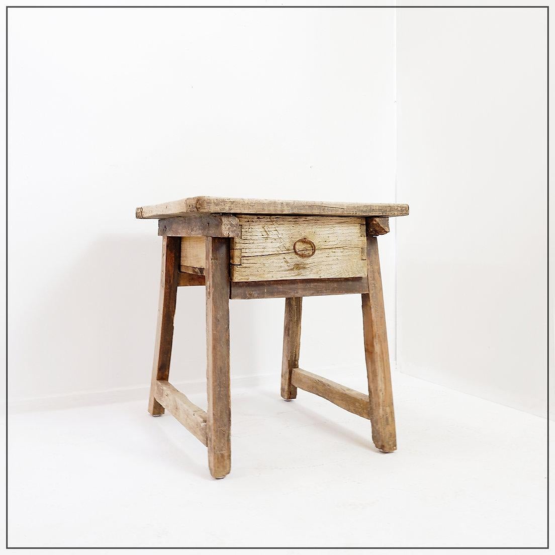 Rustic side table with drawer For Sale 4