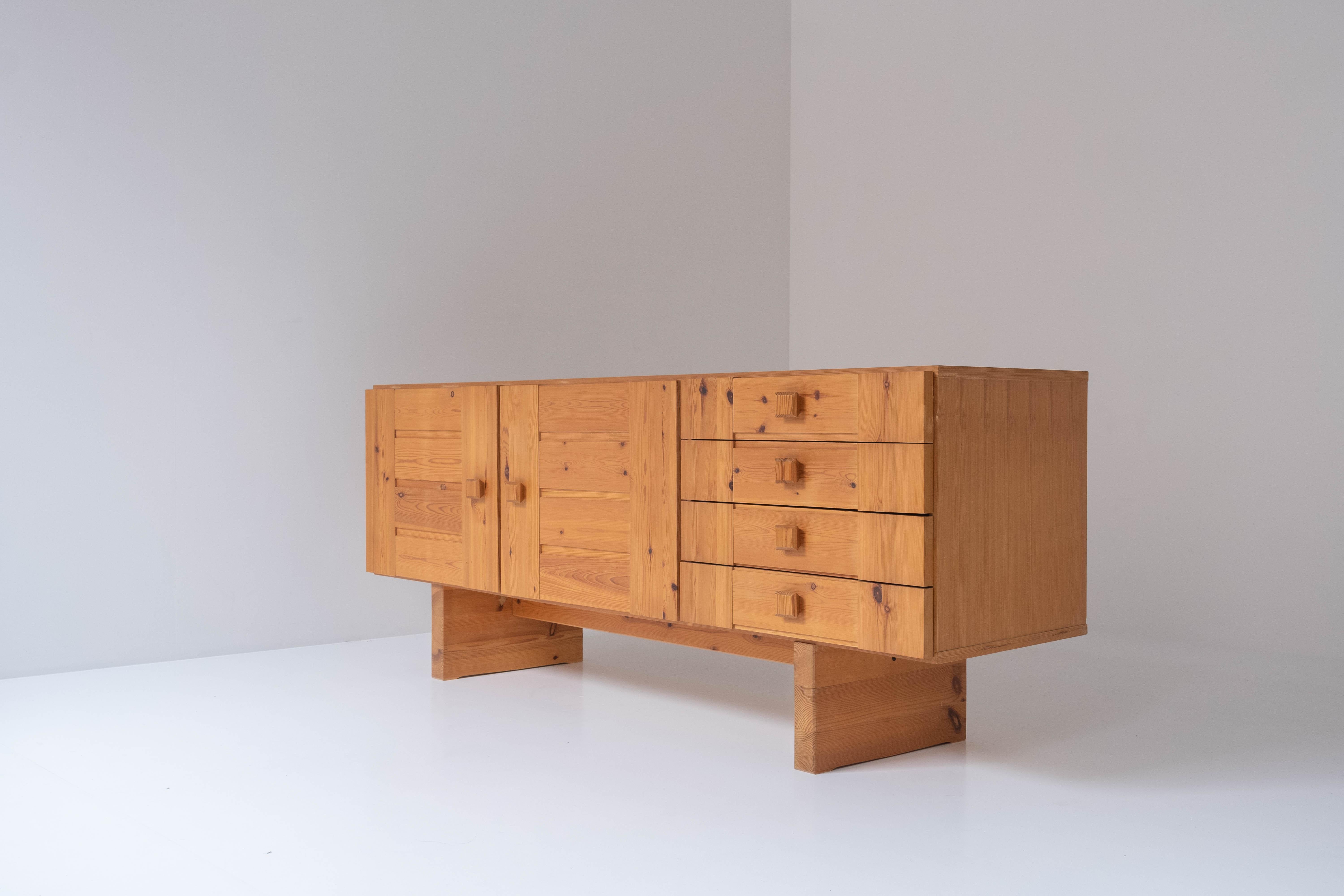 Mid-Century Modern Rustic Sideboard in Pine from Denmark, 1960s
