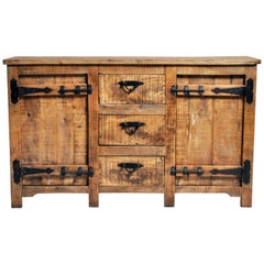Rustic Sideboard with Three Drawers and Two Shelves
