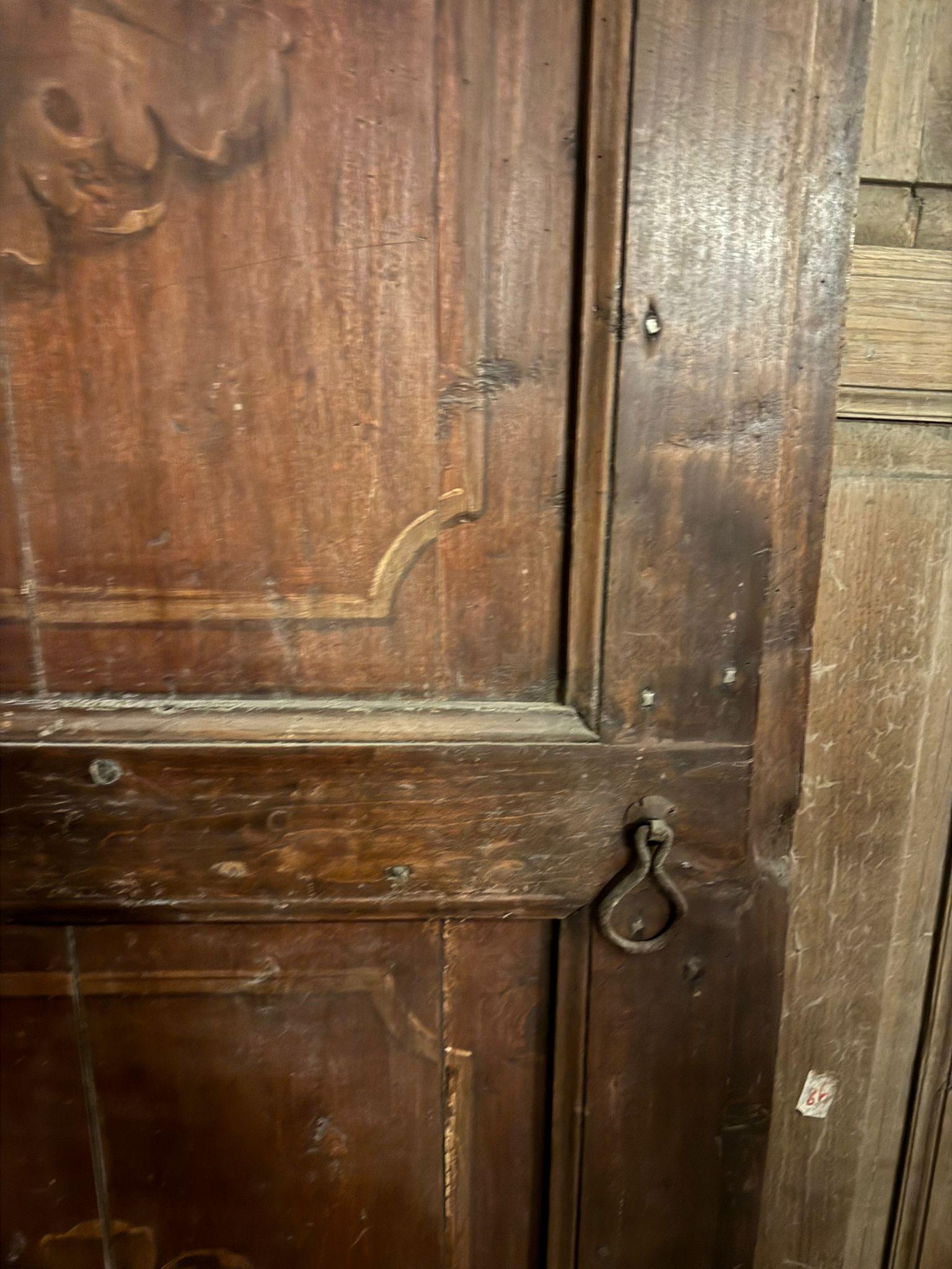 Mylar Rustic single-leaf door in larch wood, squared and painted panels, Italy For Sale