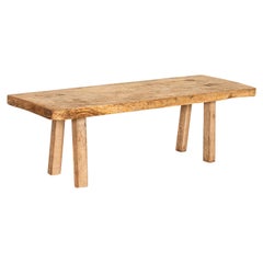 Rustic Slab Wood Coffee Table from Vintage Work Table