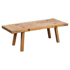 Used Rustic Slab Wood Coffee Table with Peg Legs, Hungary circa 1890