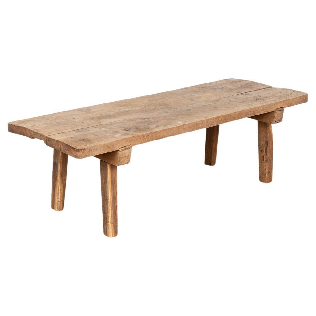 Rustic Slab Wood Coffee Table with Square Legs, circa 1920s