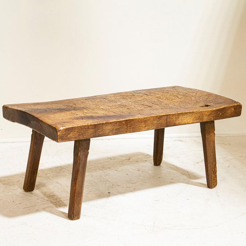 Hungarian Rustic Slab Wood Coffee Table with Squared Splay Legs