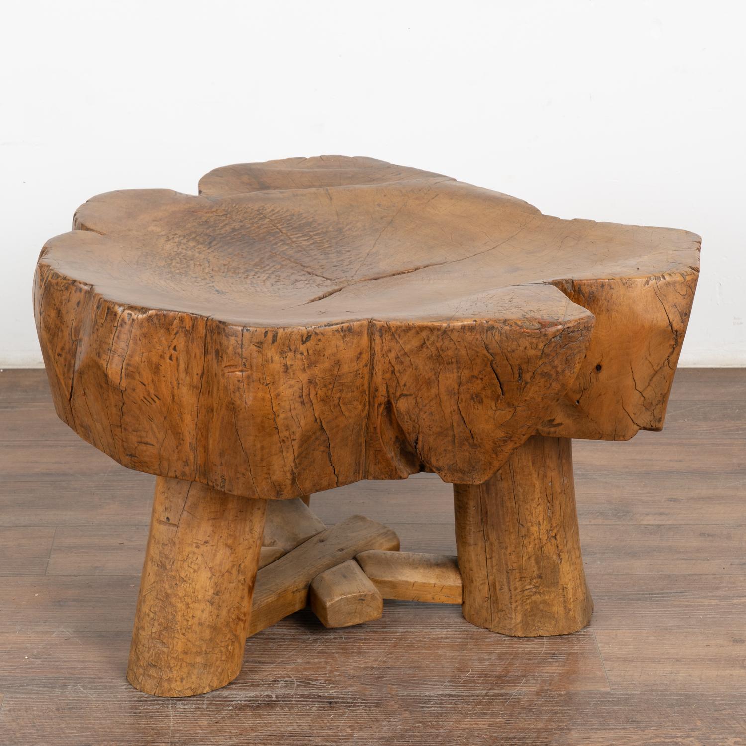 Rustic Slab Wood Round Coffee Table, China circa 1890 For Sale 5