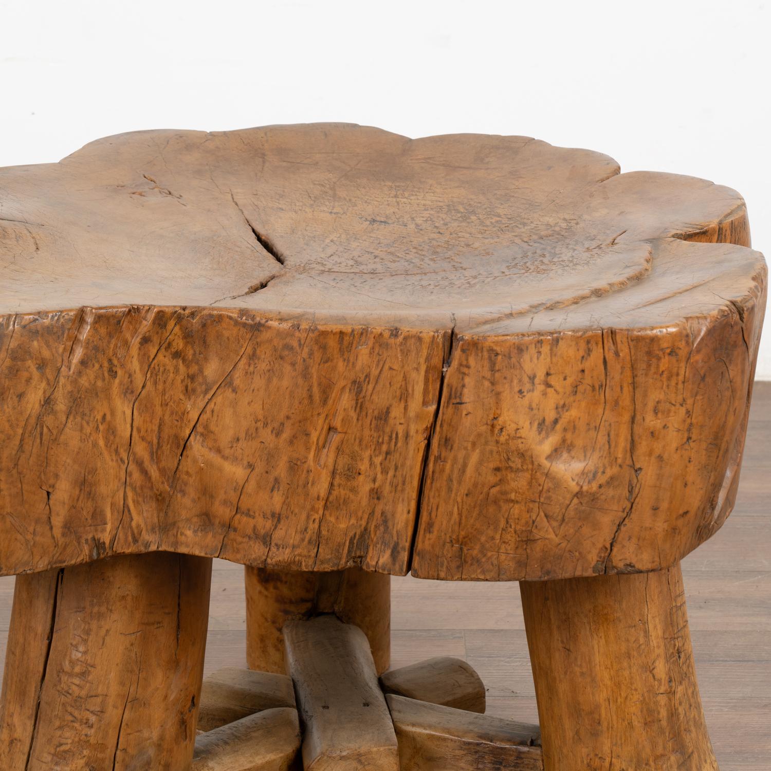 Rustic Slab Wood Round Coffee Table, China circa 1890 For Sale 1