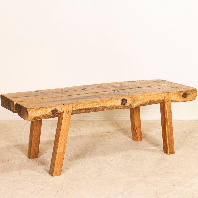 Rustic Slab Wood Vintage Coffee Table, Hungary In Good Condition In Round Top, TX