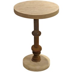 Rustic Small Assemblage Cigarette Table with Cement Bark Top