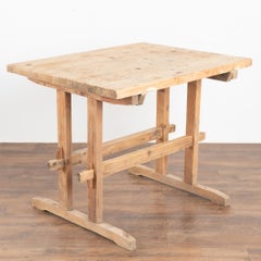 Rustic Small Farm Side Table with Trestle Base, Hungary circa 1890