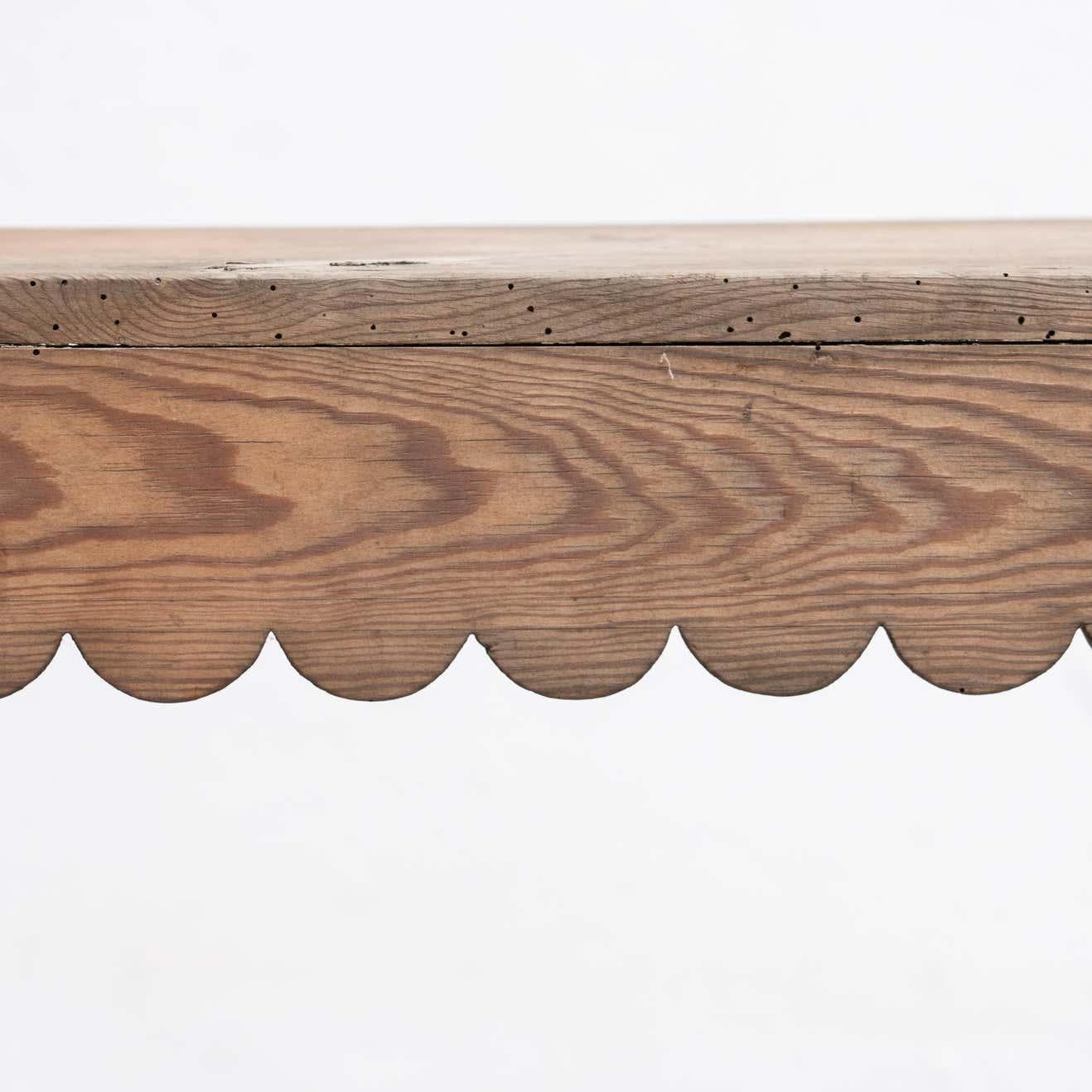 Rustic small bench designed by unknown designer, manufactured in Spain, circa 1920.

In good original condition with minor wear consistent with age and use, preserving a nice patina.

Materials:
Wood.