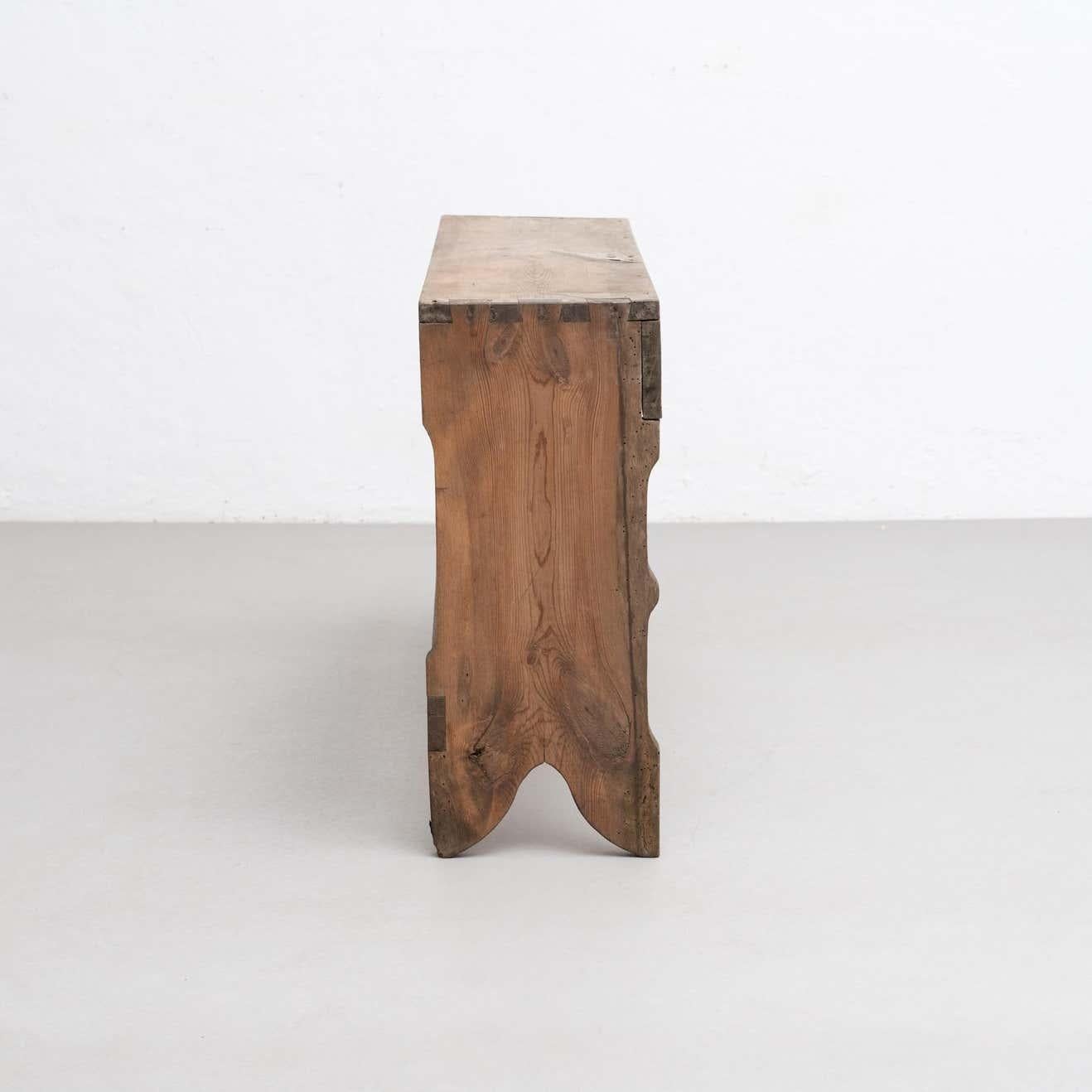 Mid-Century Modern Rustic Small Wood Bench, circa 1920