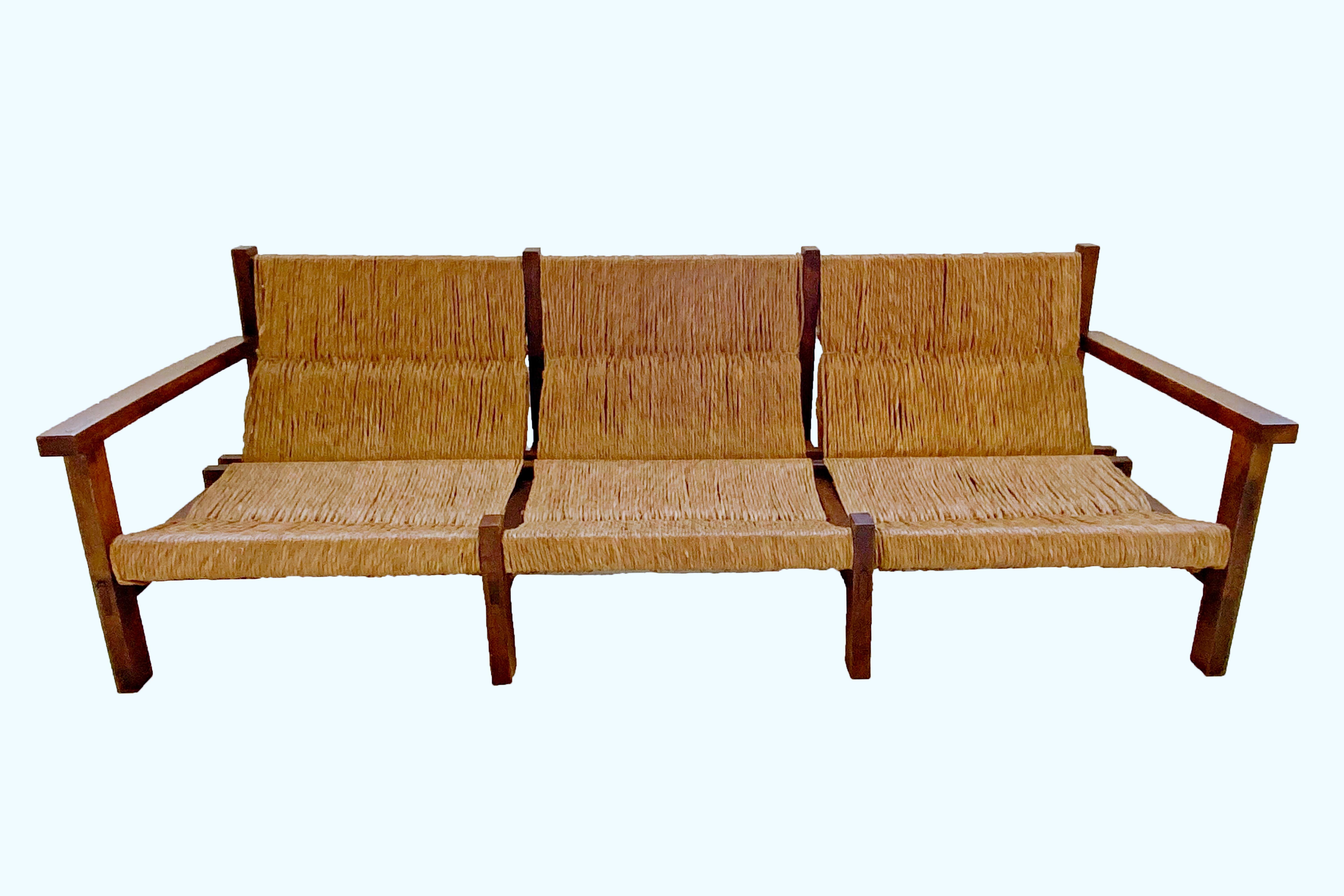 Mid-Century Modern Rustic Sofa, circa 1970, Spain