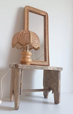 Rustic Weathered Wood Farm Stool/ Accent Table, Spain,  Early 20th-C